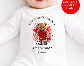 Personalized Aberdeen FC Baby Vest: Teddy Bear First Father's Day Gift