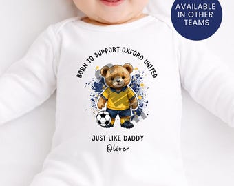 Born To Support Personalized Oxford United FC Baby Vest: Football Fan, New Dad Gift
