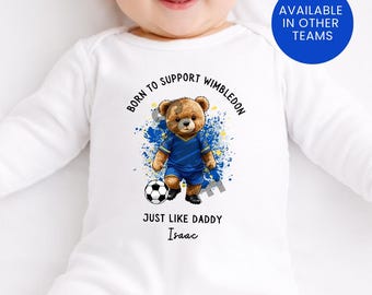 Born To Support Personalized AFC Wimbledon Baby Vest: Football Fan, New Dad Gift