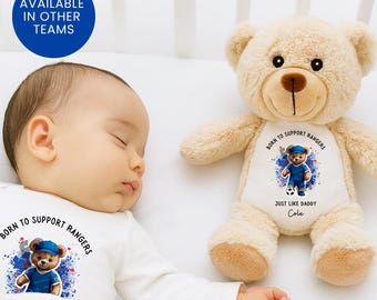 Personalized Rangers FC Baby Gift Teddy Bear Bib Vest Romper Football Sets