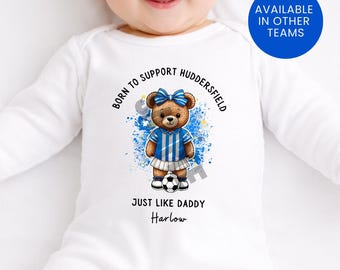 Born To Support Personalized Huddersfield FC Baby Vest: Football Fan, New Dad Gift