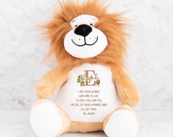 Personalized Lion Worry Teddy: Children's Plush Comfort Toy