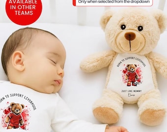 Personalized Liverpool FC Baby Gift Football Teddy Bear Bib Vest Romper
