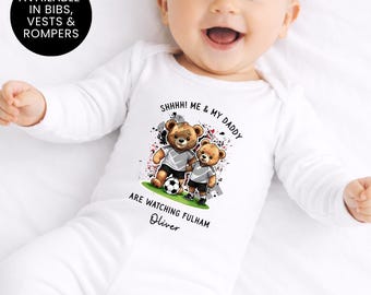 Personalized Baby Vest Fulham FC Teddy Bear 1st Father's Day Gift