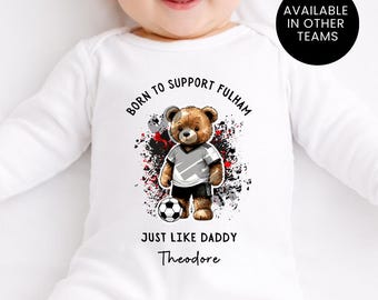 Born To Support Personalized Fulham FC Baby Vest, Football Fan, New Dad Gift
