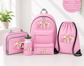 Jellycat Soft Toy Backpack Set: Personalised School Bag, Lunch Bag & Pencil Case