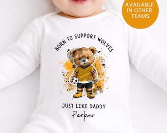 Born To Support Personalized Football Wolverhampton Wanderers Baby Vest: Wolves Fan, New Dad Gift