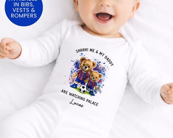Personalized Baby Vest Crystal Palace FC Teddy Bear 1st Father's Day Gift
