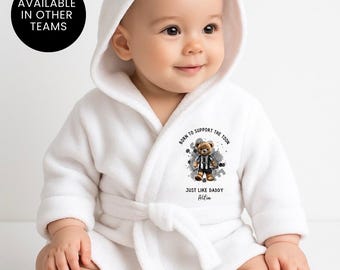 Born To Support Newcastle United FC Baby Hooded Robe: Personalised Football Gift