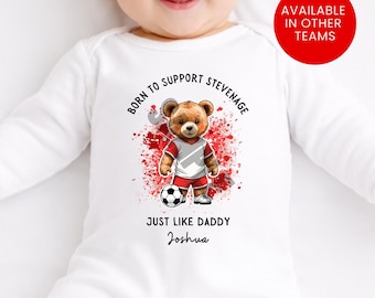 Born To Support Personalized Stevenage FC Baby Vest: Football Fan Gift Clothing