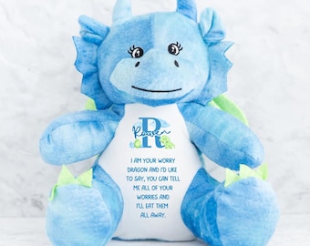 Personalized Dragon Worry Toy: Comfort Teddy Bear, Anxiety Relief