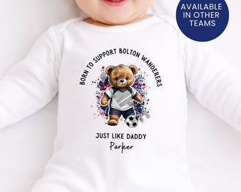 Born To Support Personalized Bolton Wanderers FC Baby Vest: Football Fan Gift Clothing