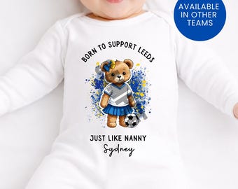 Born To Support Personalized Leeds United Baby Girl Vest: Football Fan Gift