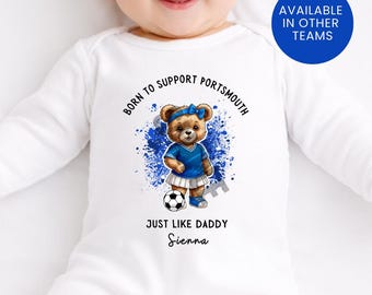 Born To Support Personalized Portsmouth Football Baby Vest: New Dad Gift