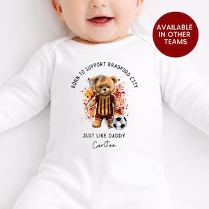 Born To Support Personalized Bradford City FC Baby Vest: Football Fan Gift Clothing