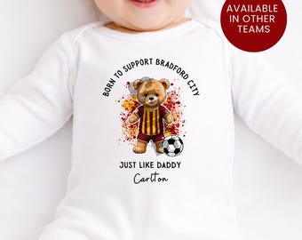 Born To Support Personalized Bradford City FC Baby Vest: Football Fan Gift Clothing