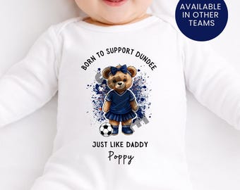 Born To Support Personalized Dundee FC Baby Vest: Football Fan, New Dad Gift