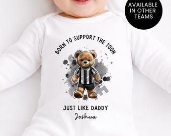 Born To Support Personalized Football Baby Vest: Newcastle United, New Dad Gift