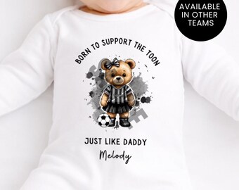 Born To Support Personalized Football Baby Vest: Newcastle United, New Dad Gift Baby Girl