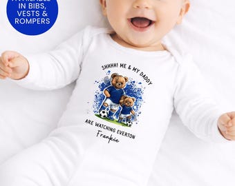 Personalized Baby Vest Everton FC Teddy Bear 1st Father's Day Toffees Gift