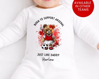 Born To Support Personalized Arsenal Baby Vest: Football Fan Gift