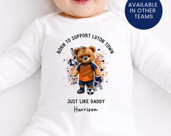 Born To Support Personalized Luton Town FC Baby Vest: Football Fan, New Dad Gift