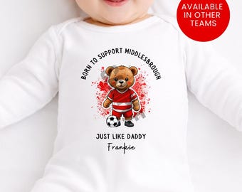 Born To Support Personalized Middlesbrough FC Baby Vest: Football Fan, New Dad Gift