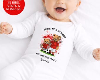 Personalized Baby Vest Nottingham Forest FC Teddy Bear 1st Father's Day Gift