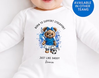 Born To Support Personalized Stockport County FC Baby Vest: Football Fan, New Dad Gift