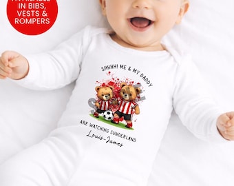 Personalized Baby Vest Sunderland AFC Teddy Bear 1st Father's Day Gift