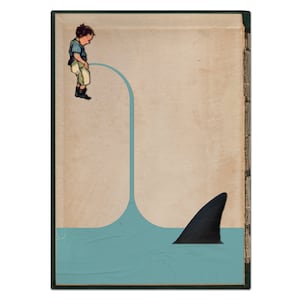 RECYCLE - childrens vintage book illustration cut paper collage and book art, giclee print