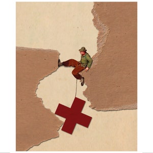 SWISS CROSS 2 - vintage Collage giclee print of mountaineer