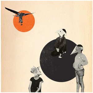 NEST - Quirky collage art print of bird family