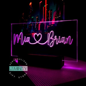 Personalized Couple Sign, Custom Wedding Anniversary Gift, Gift For Couples, Custom Night Light, Heart Love Sign, Friendship Led Light