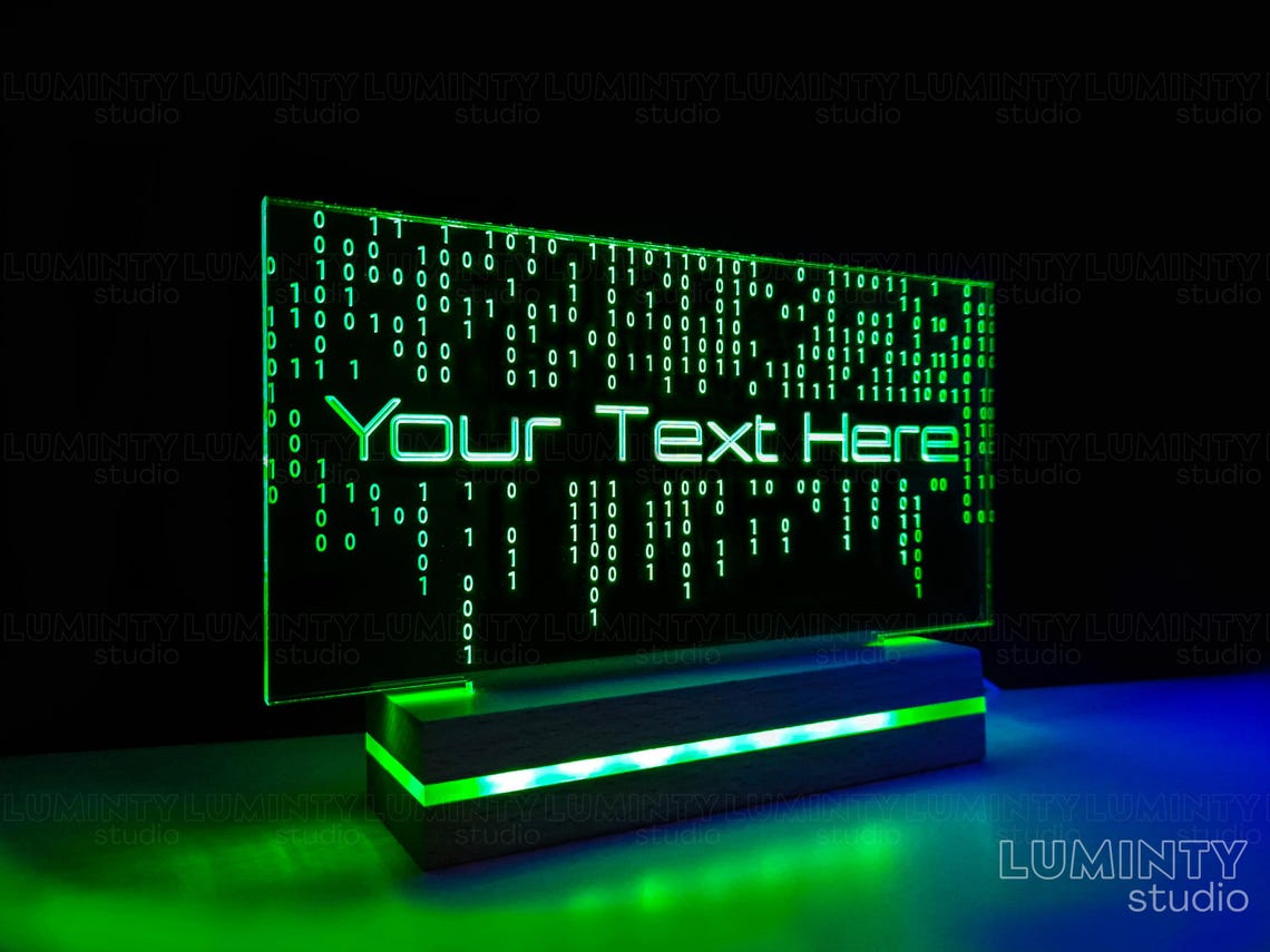 Code Light, Cyber Lamp, Futuristic Decor, Gamer Sign, Edge Lit RGB LED ...