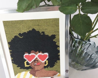 Kit de canevas - 15x20cm - Coeur chocolat