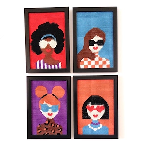 Kit de canevas - 4 canevas 10X15 cm- Les Elégantes