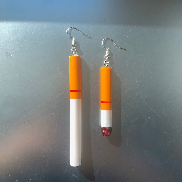 cigarette -earrings, pride, lesbian, lgbtq+,gay, jewelry, aesthetic, indie, selfmade, weird, quirky, alternative, Melanie Martinez, y2k