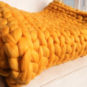 Chunky Knit Blanket Merino Wool Blanket Bulky Blanket Throw Blanket Giant Blanket Arm Knit 100% Giant Knit Wool Arm Knit Blanket image 4