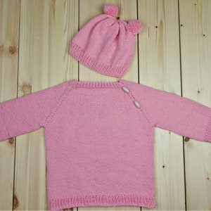 Merino Wool Baby Sweater and Beret - Knitted Baby Cardigan - Knitted baby clothes - Baby Sweater - Baby Wool Cardigan - Baby Gift Clothes