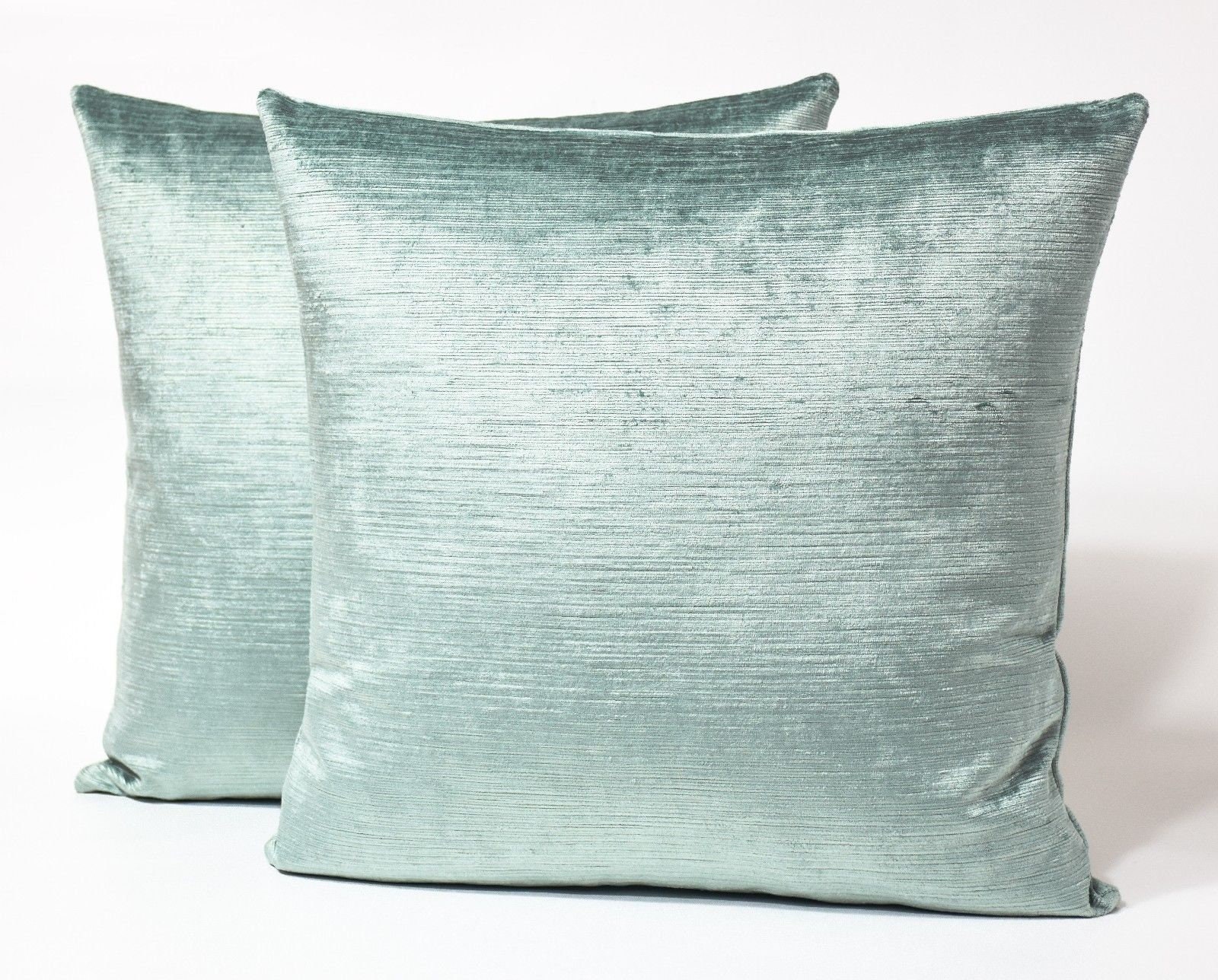 One pair double-sided - Laura Ashley Villandry Duck Egg velvet decorative designer pillow cushion cover - accent throw pillow