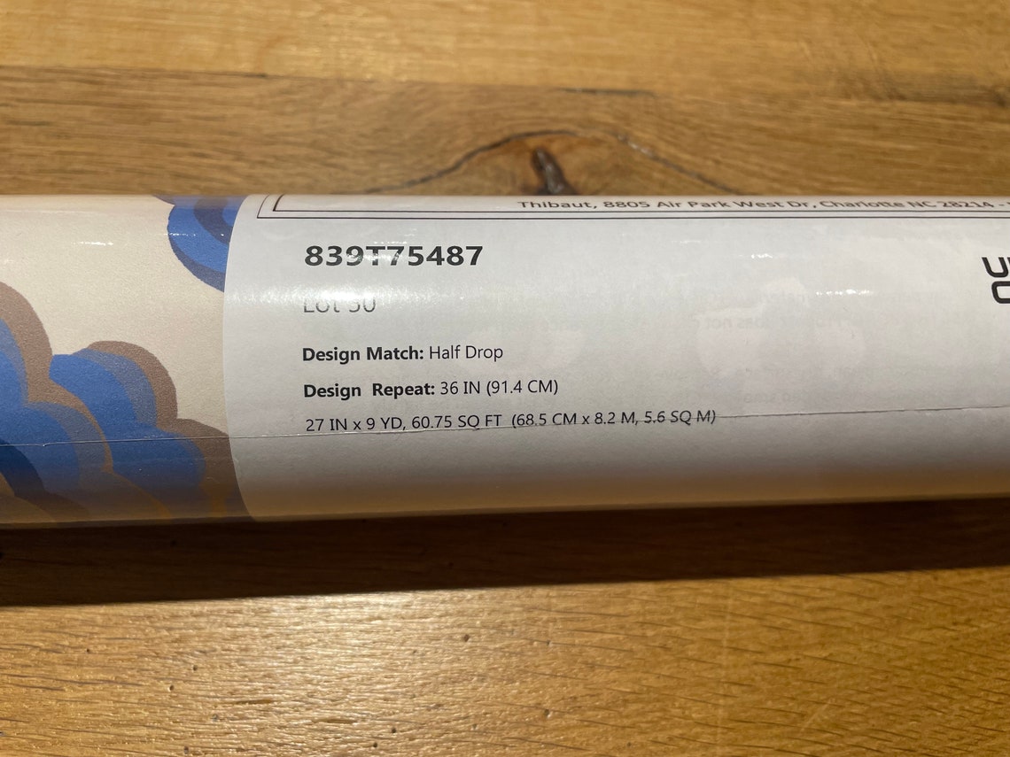 Thibaut Honshu Blue and Beige Wallpaper Double Roll Oriental Blue