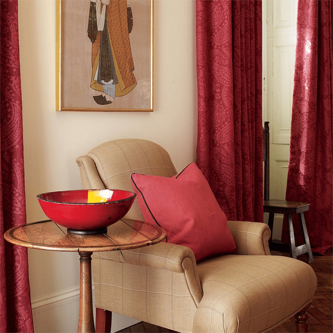 10 Yards Luxury Wool Paisley Fabric Zoffany Kashmir Biscuit Fabric 100