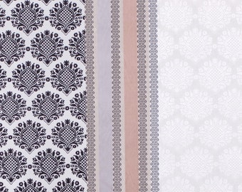 4.8 yards Designers Guild Perrault Platinum Fabric - silk damask - small scale striped silk damask fabric - retails 350 US dollars / yard
