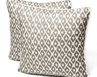 One pair - Kravet Andrew Martin Clerici decorative designer pillow cover - geometric Cloud Gray Taupe fabric pillow - accent throw pillow