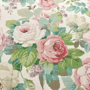 11 yards - Sanderson Chelsea curtain fabric - English roses rose - romantic vintage flowers cottage country style drapes