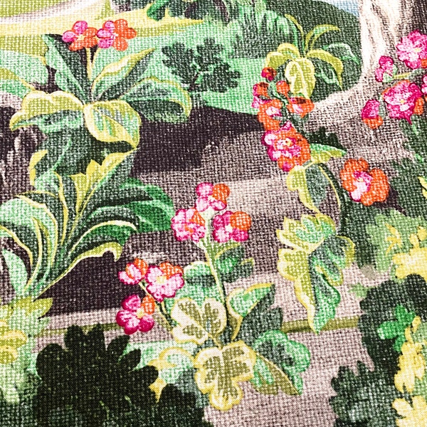 1.2 yards - Manuel Canovas Paris Compiegne Green Multi fabric - large scale verdure fabric