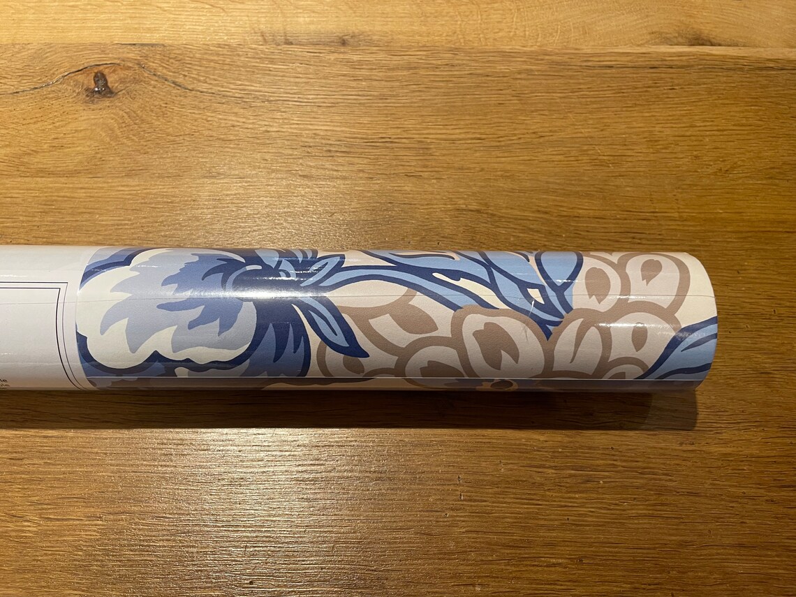 Thibaut Honshu Blue and Beige Wallpaper Double Roll Oriental Blue