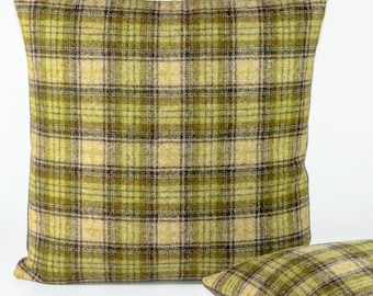 Ein Paar - Abraham Moon Doune Sage Deko Designer Kissenbezug - Tartan Karo Highland Wolle Karo Salbei - Akzent Wurfkissen