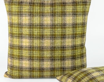 One pair - Abraham Moon Doune Sage decorative designer pillow cushion cover - tartan check Highland wool check sage - accent throw pillow